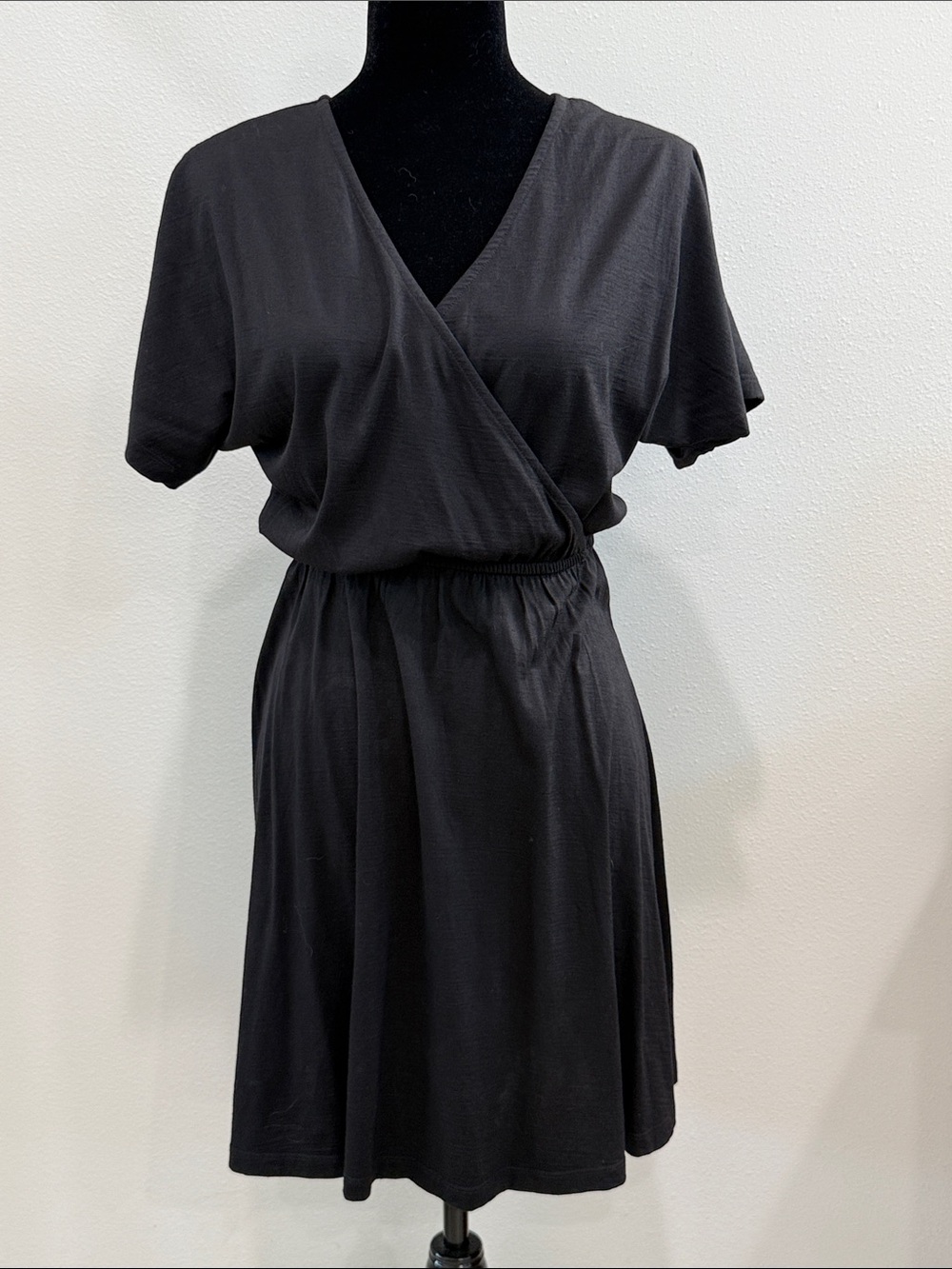 Classic Wool& Black “Brooklyn” Faux-Wrap-Front Women's Dress - merino blend
